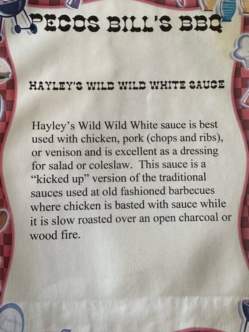 The White Sauce label